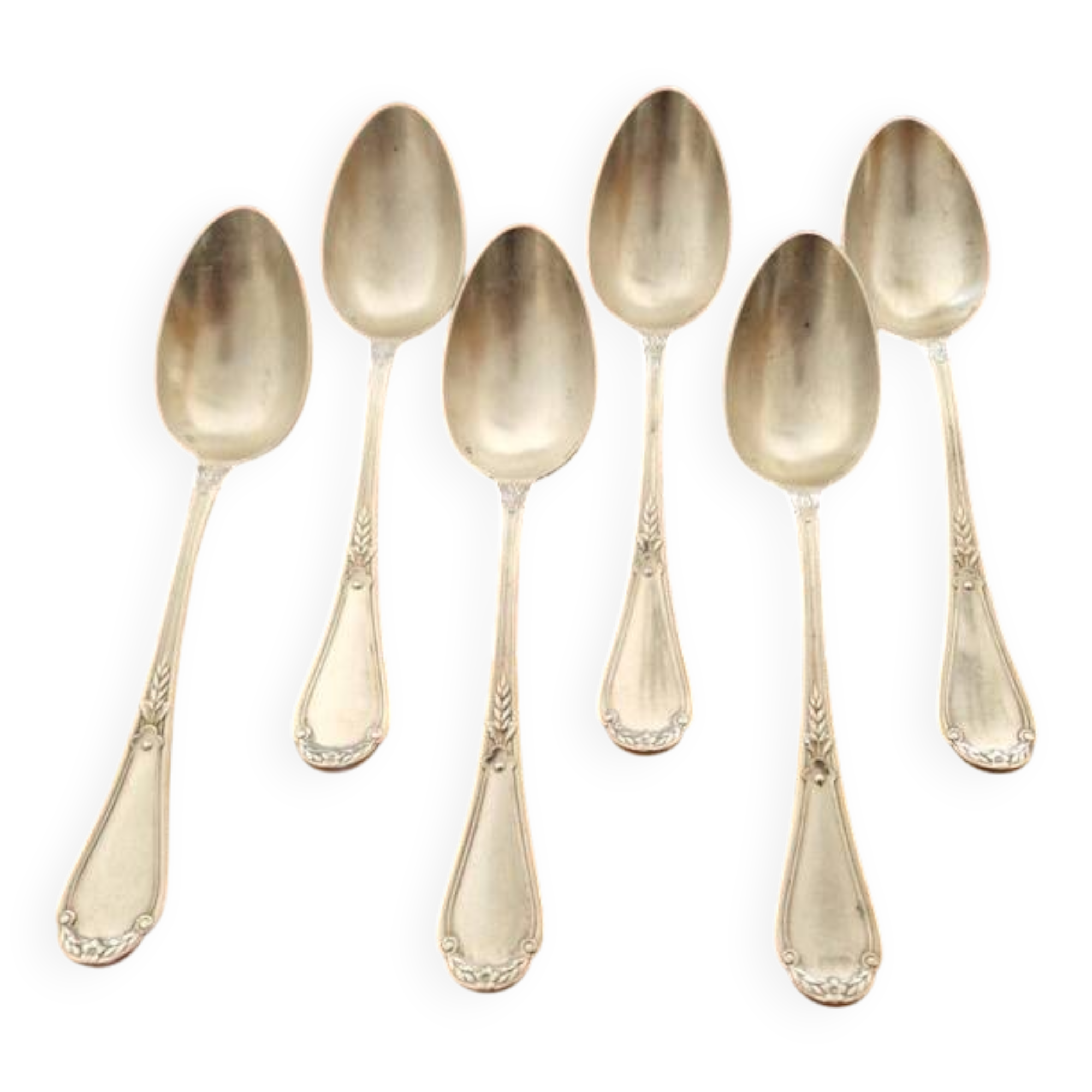 Christofle Set of 6 Lauriers model table spoons in silver-plated metal