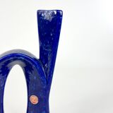 Modernist vase in blue glazed ceramic, design Roberto Rigon for Bertoncello, circa 1970