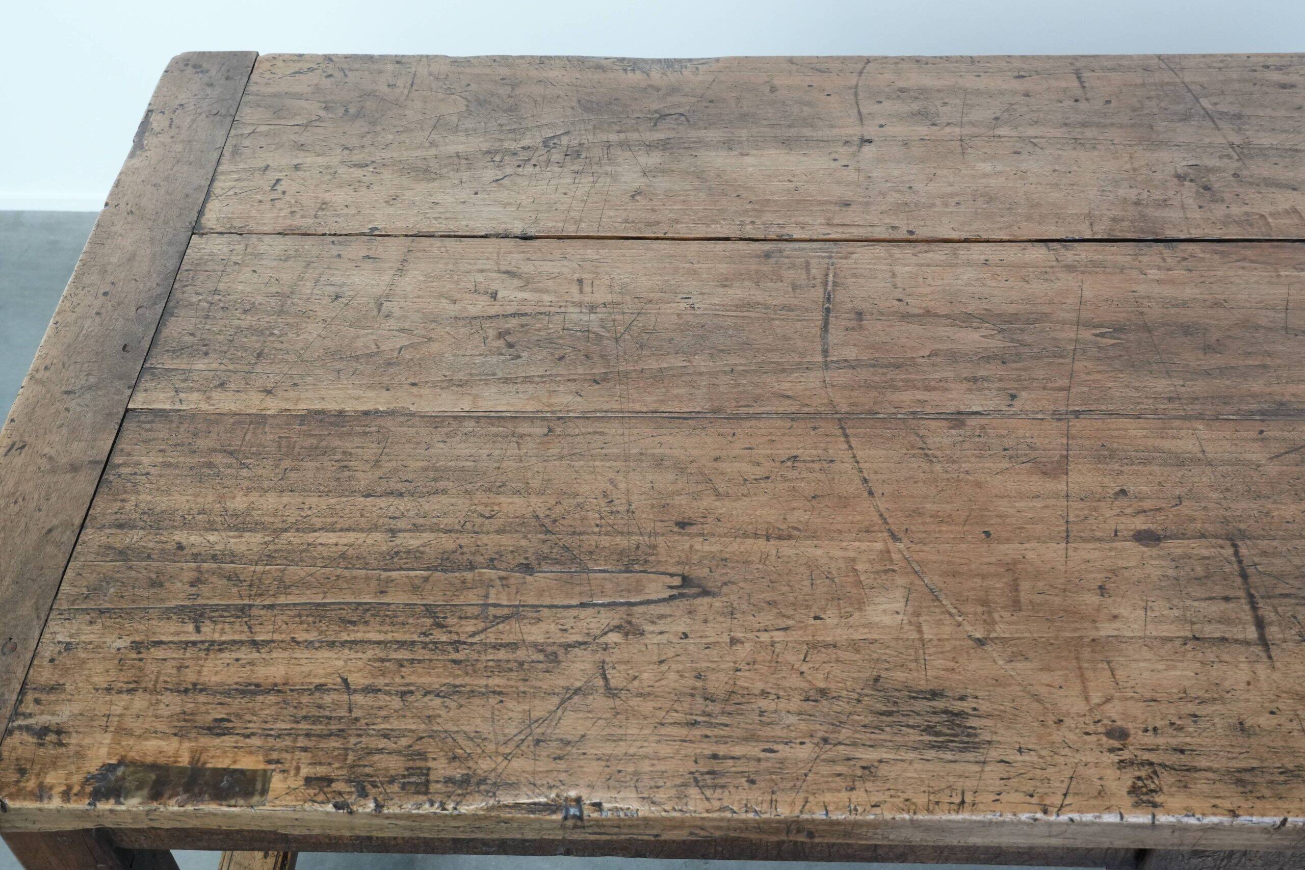 Robust French farmhouse antique dining table from the 18th century