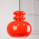 Mid-century Red Glass & Brass Pendant Lamp