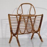 Porte revue vintage en rotin 1960