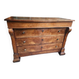 Commode à crosse 4 tiroirs en noyer,  XIXème siècle