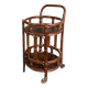 Round bamboo & rattan bar cart - italy 1960's