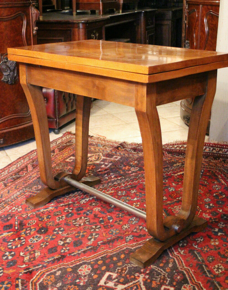 Table console blond walnut design 1930 - 1950 wallet tray