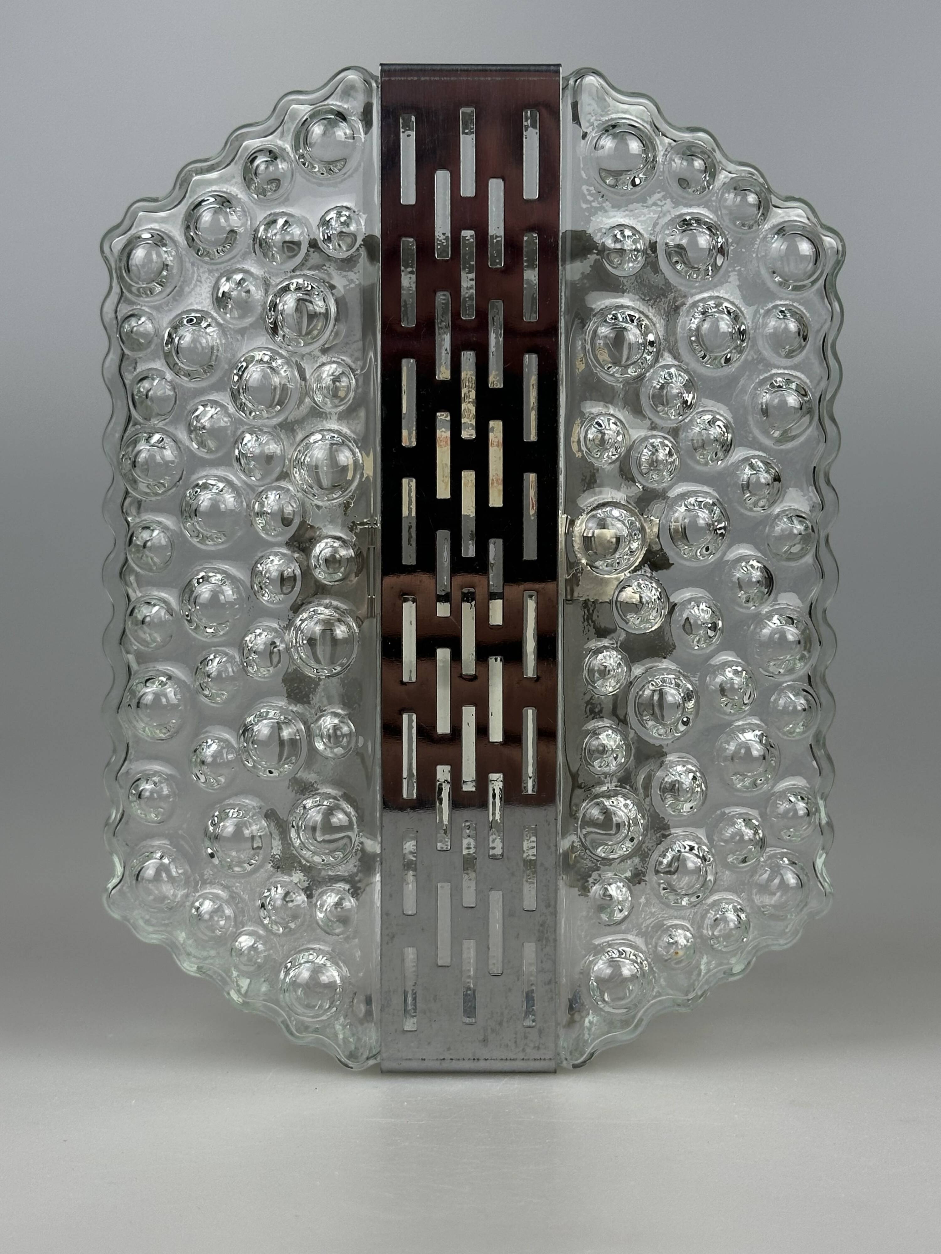 1960s/70s Bubble Wall Lamp, Chrome & Glass, Space Age by Hustadt Leuchten