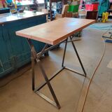 Cedar and metal desk