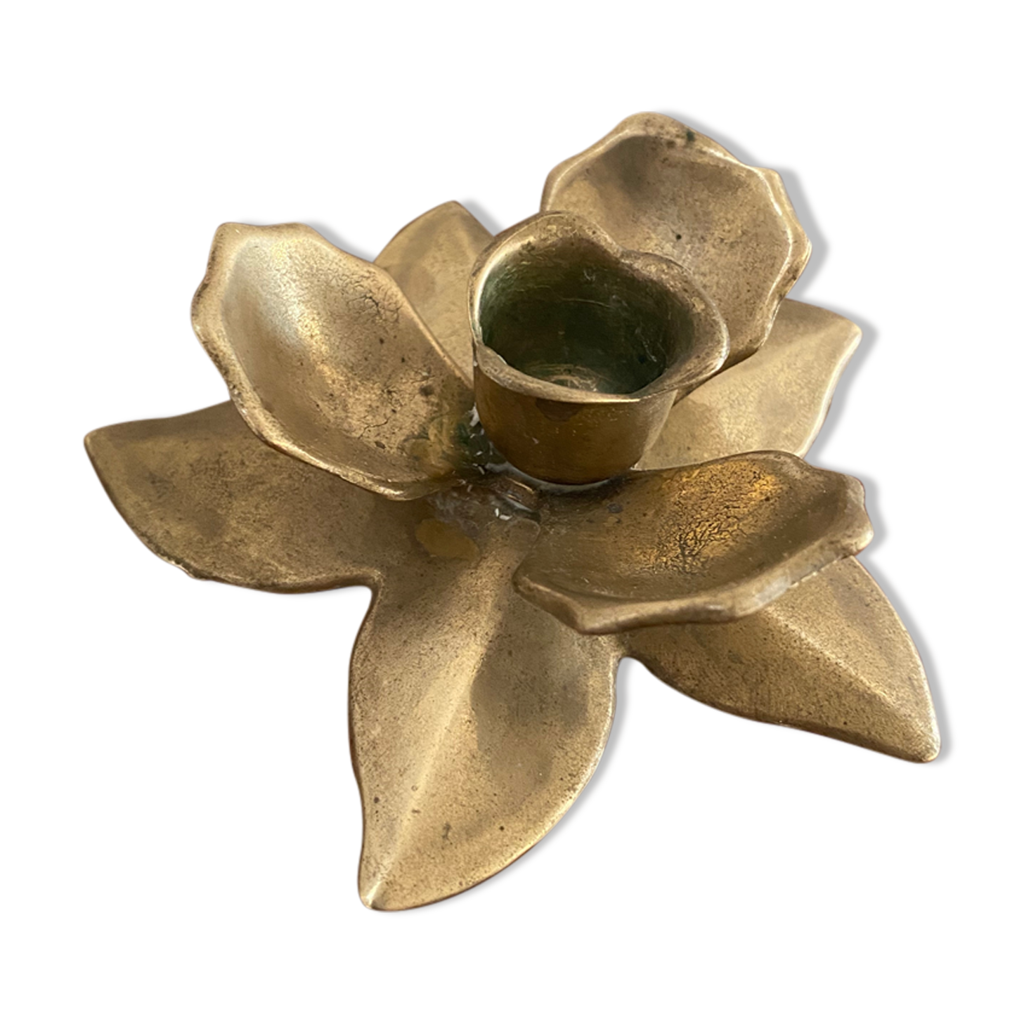 Brass flower candle holder.