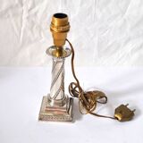 Bougeoir chandelier ancien pied de lampe en argent massif orfèvre suisse a.manz