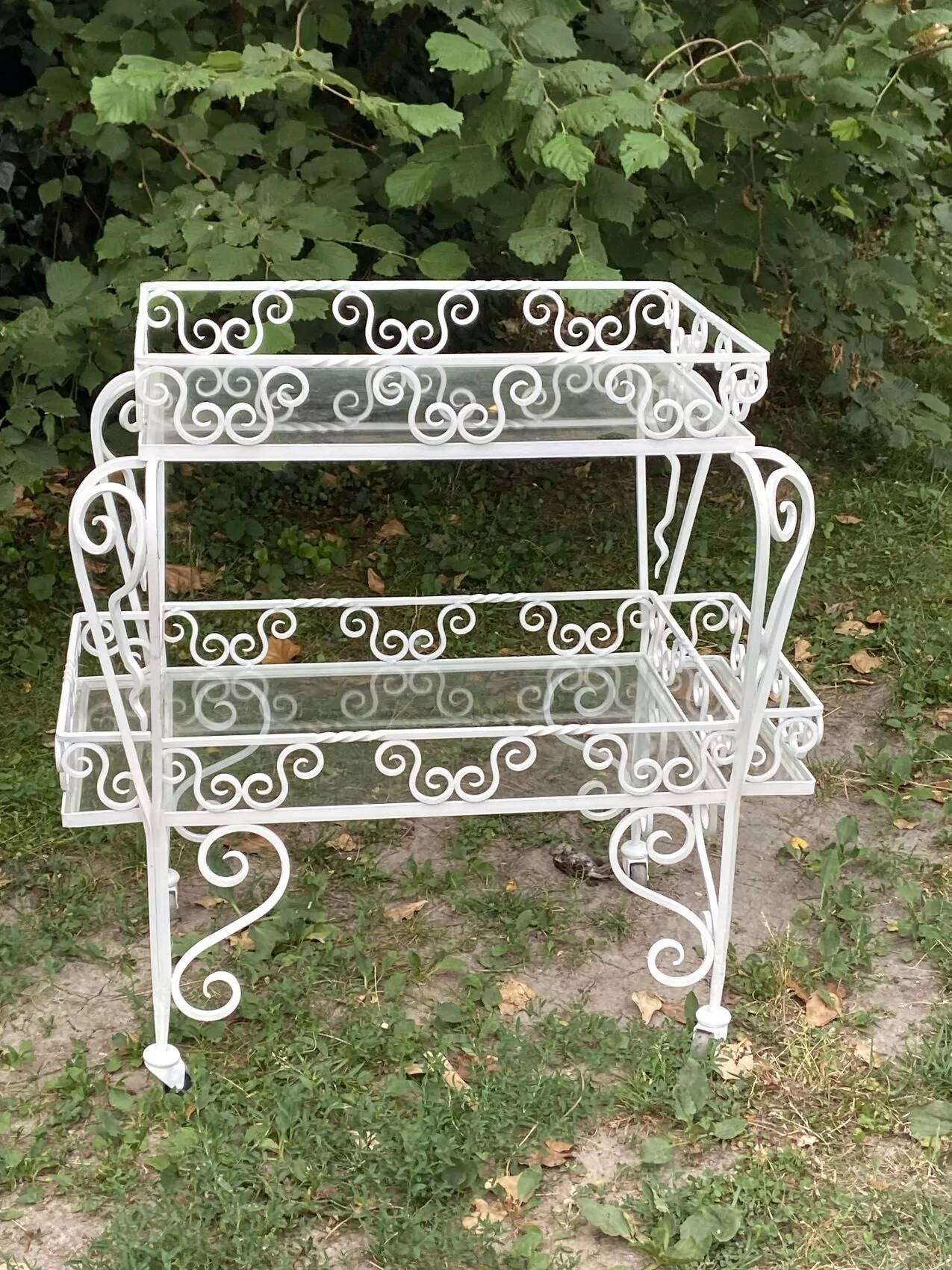 Vintage 1950s wrought iron serving trolley – renovated and full of charm