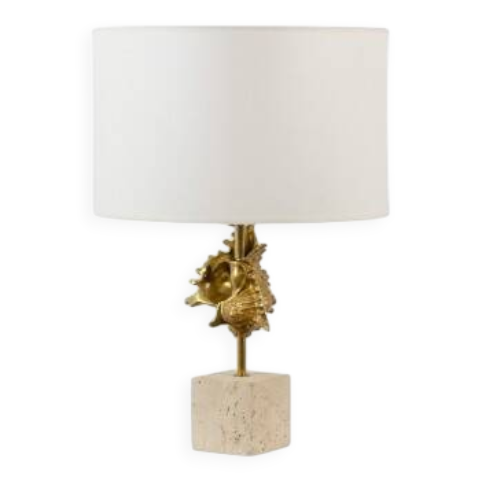 Maison Charles. Gilded bronze shell lamp. France, 1970s