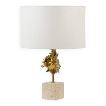 Maison Charles. Gilded bronze shell lamp. France, 1970s