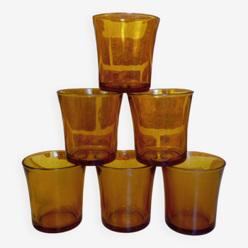 6 Duralex Amber glasses