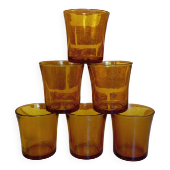 6 Duralex Amber glasses