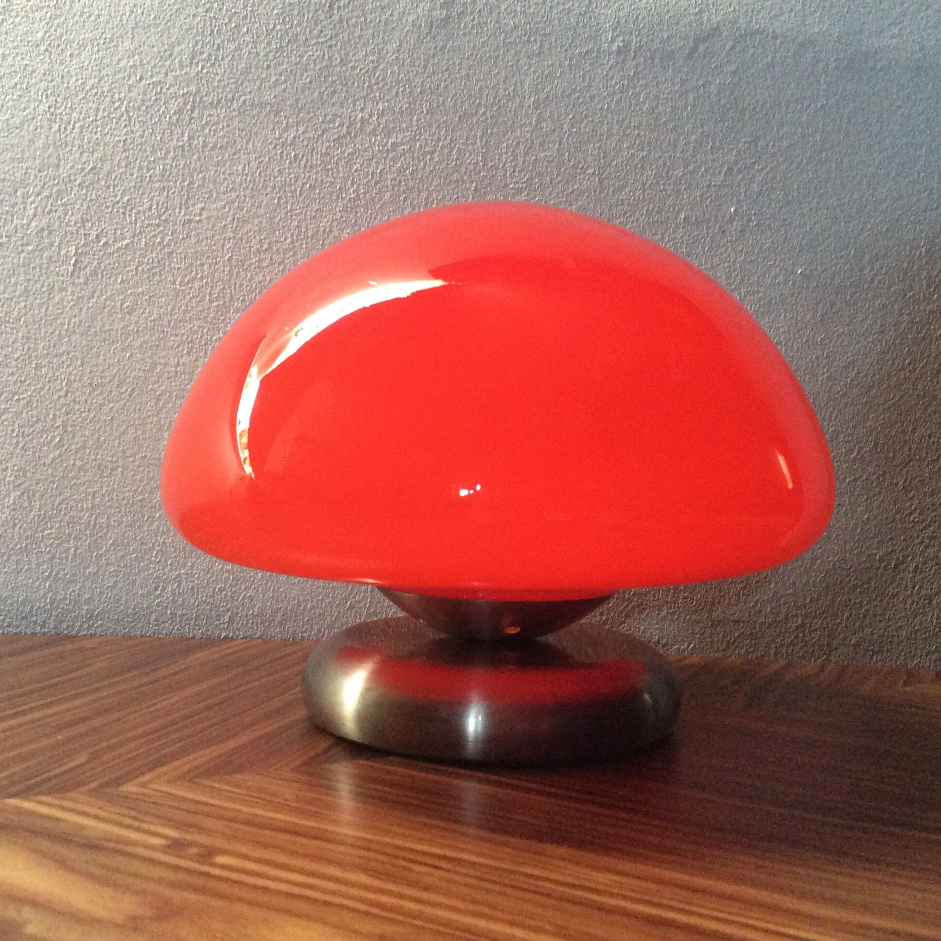 Vintage mushroom lamp in red opaline