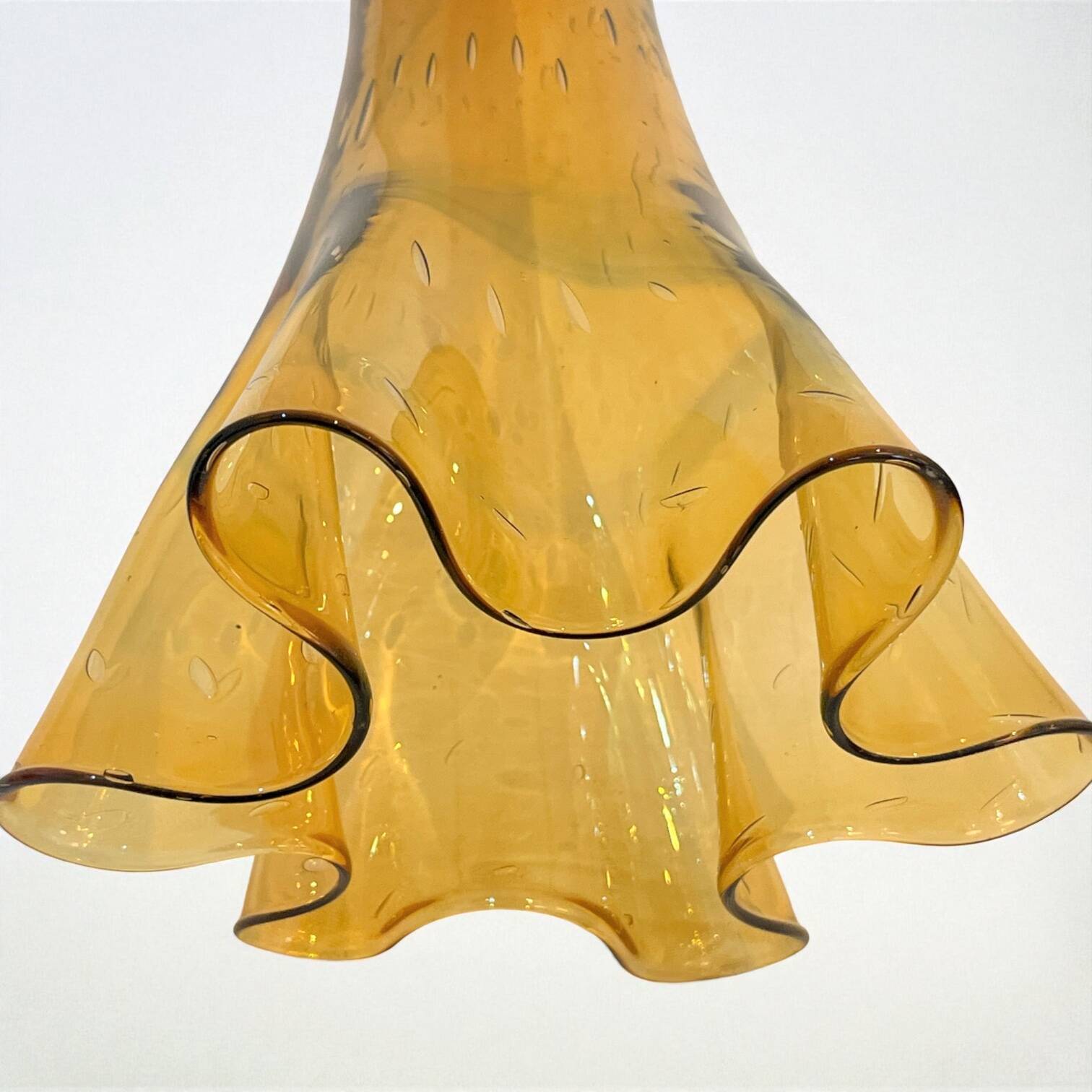 XXL - Large Murano glass vase sommerso yellow amber vintage 1960-70