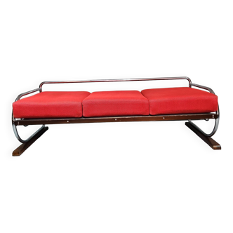 Chrome Bauhaus Sofa by Hynek Gottwald, Bohemia, 1930s