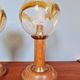 Pair of wooden and blown glass lamps, Honsel Leuchten, 1970s