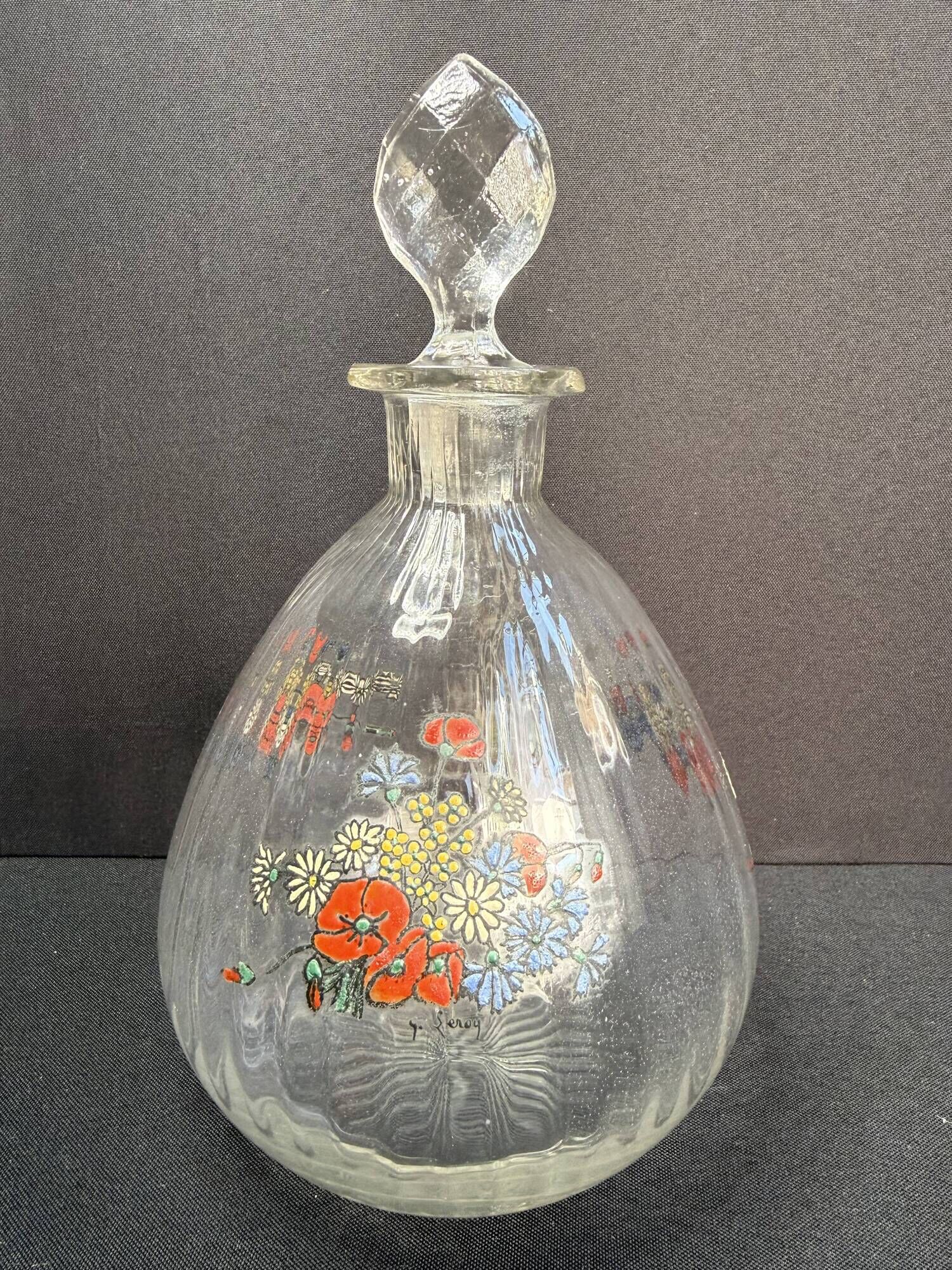 Enamelled glass service signed