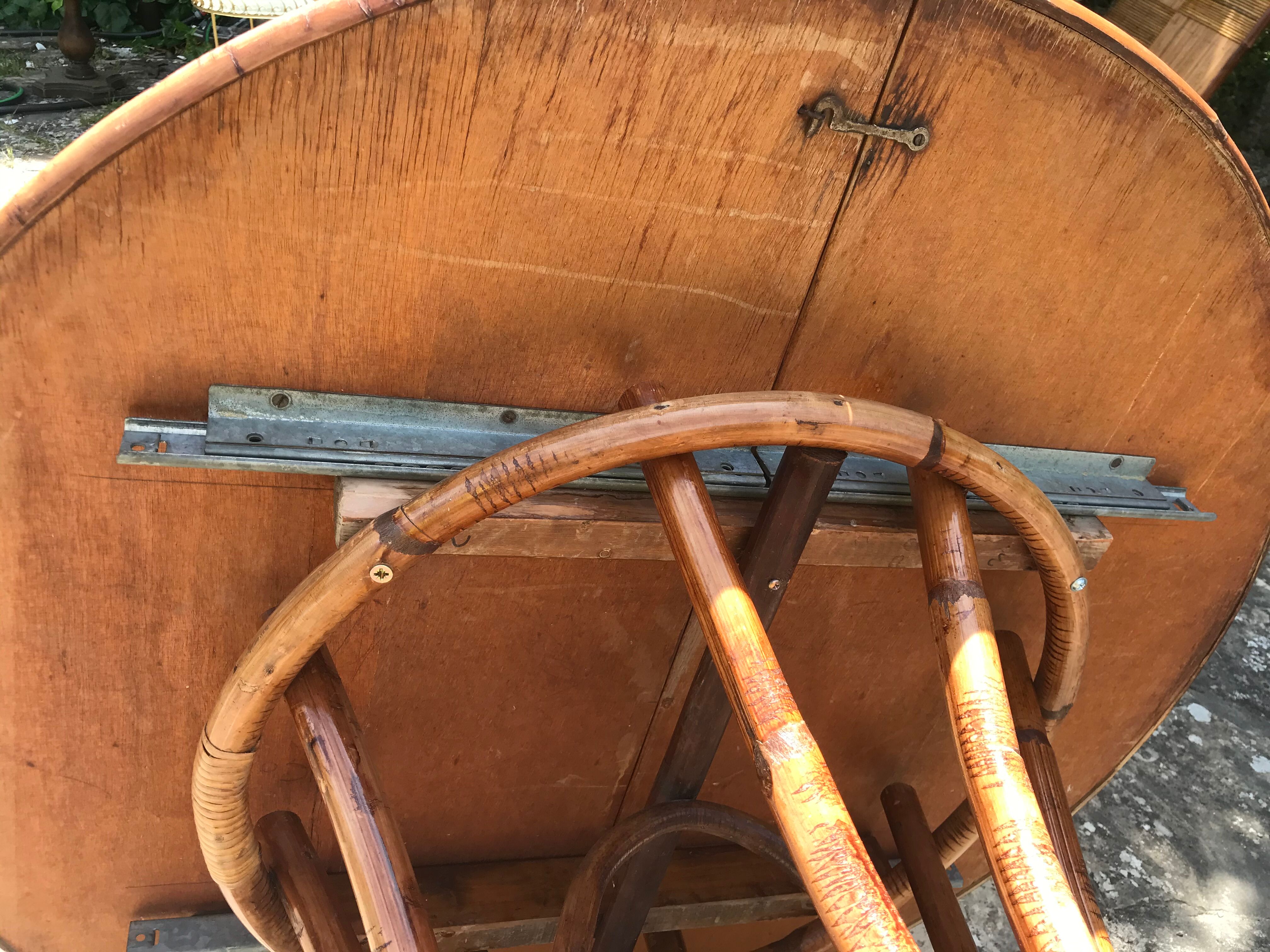 Extension rattan table circa 1960