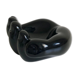 Empty black enamelled hand-shaped ceramic pocket, 1970