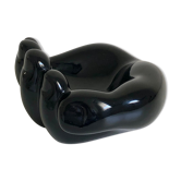 Empty black enamelled hand-shaped ceramic pocket, 1970