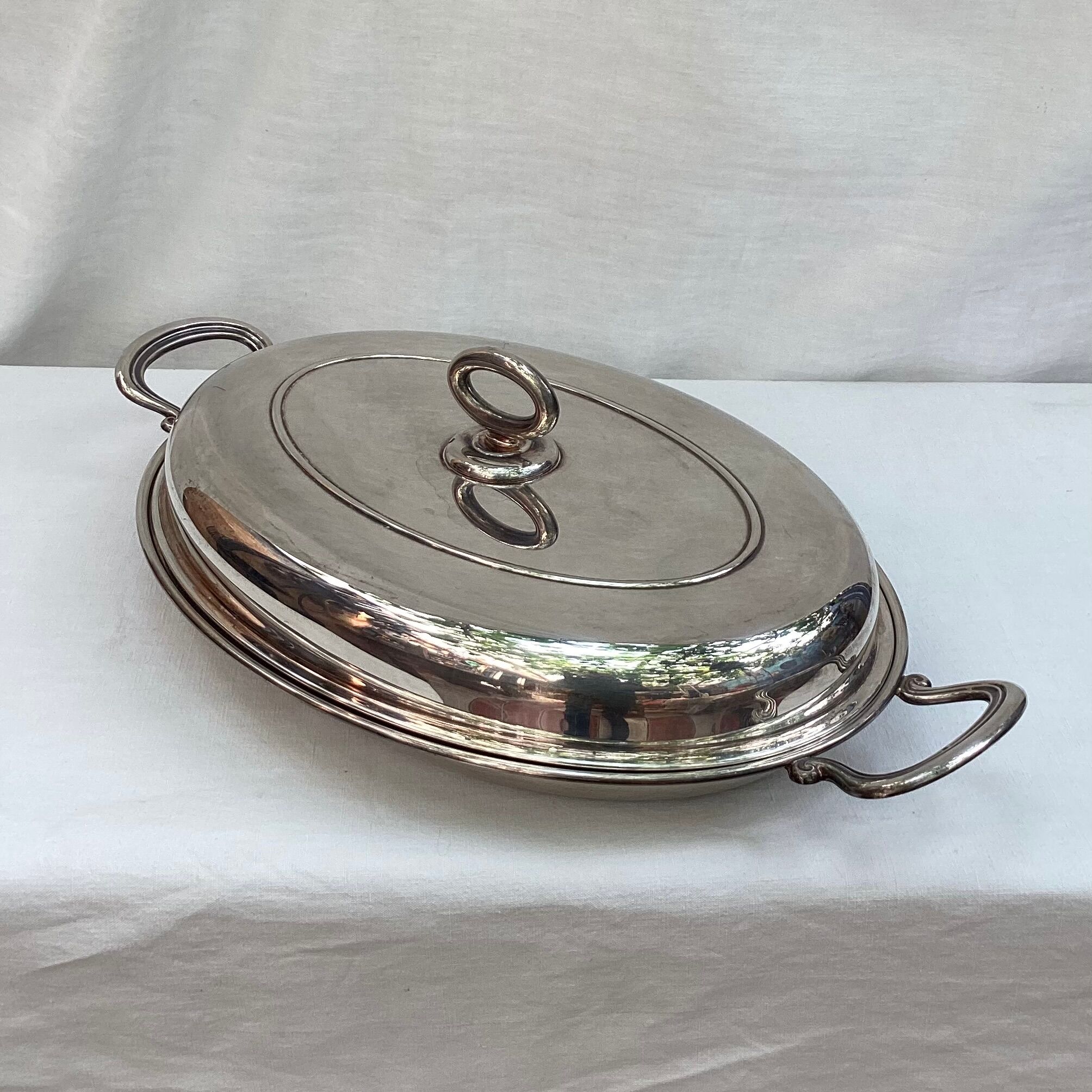 Silver metal covered dish signed Lancel dimension: height -14cm- width -48cm-