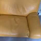 Yellow leather sofa by Tito Agnoli at Poltrona Frau