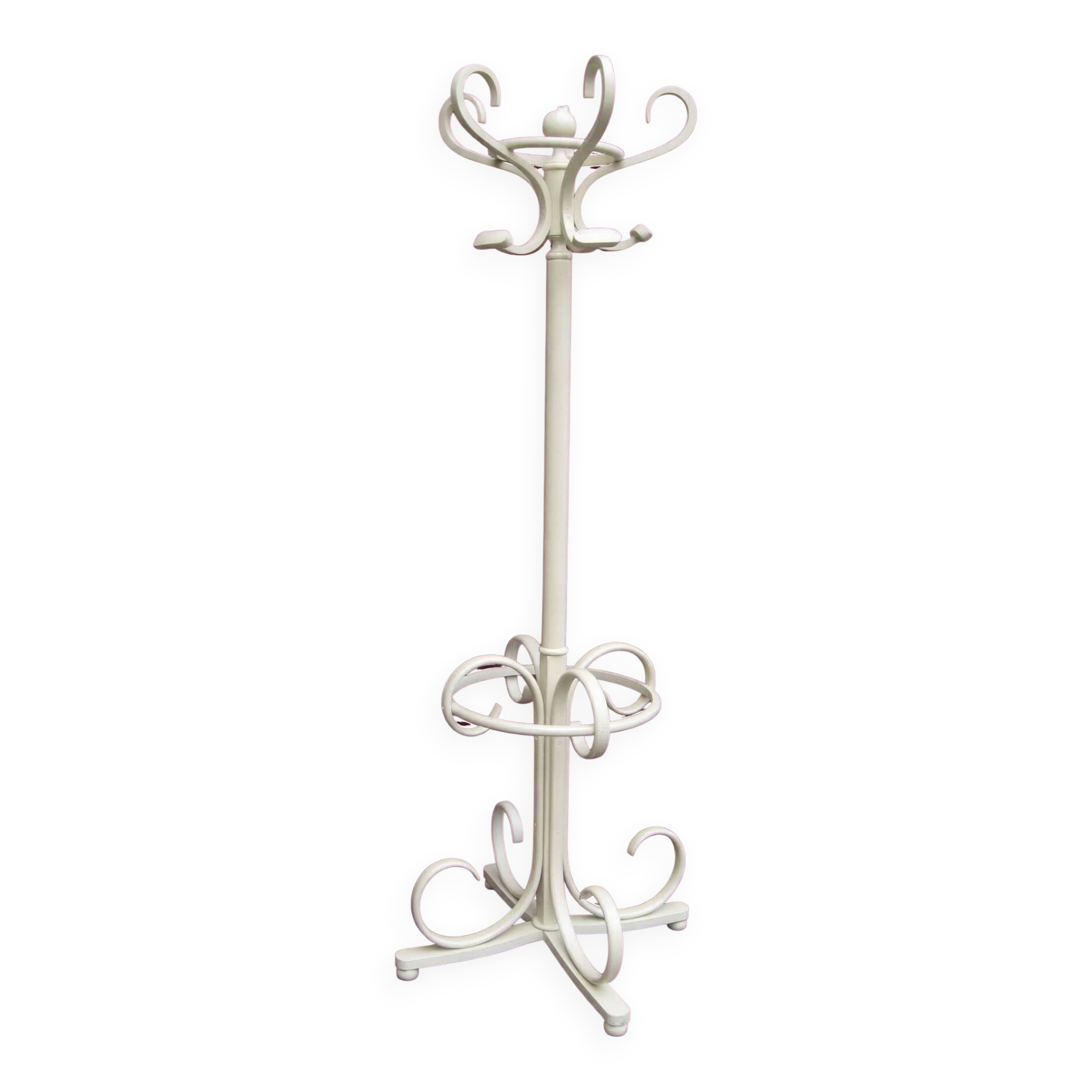 Vintage Cream Curved Wood Thonet Coat Rack