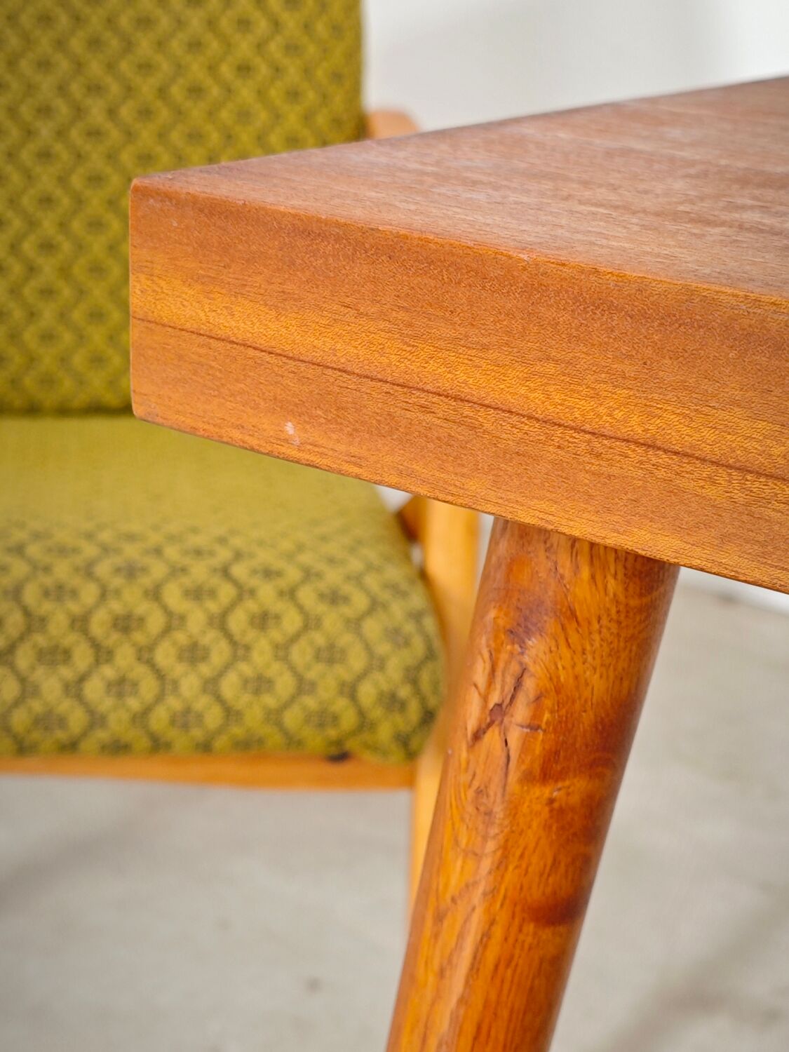 Side table compass legs Czechoslovakia Dievozpracujici mahogany