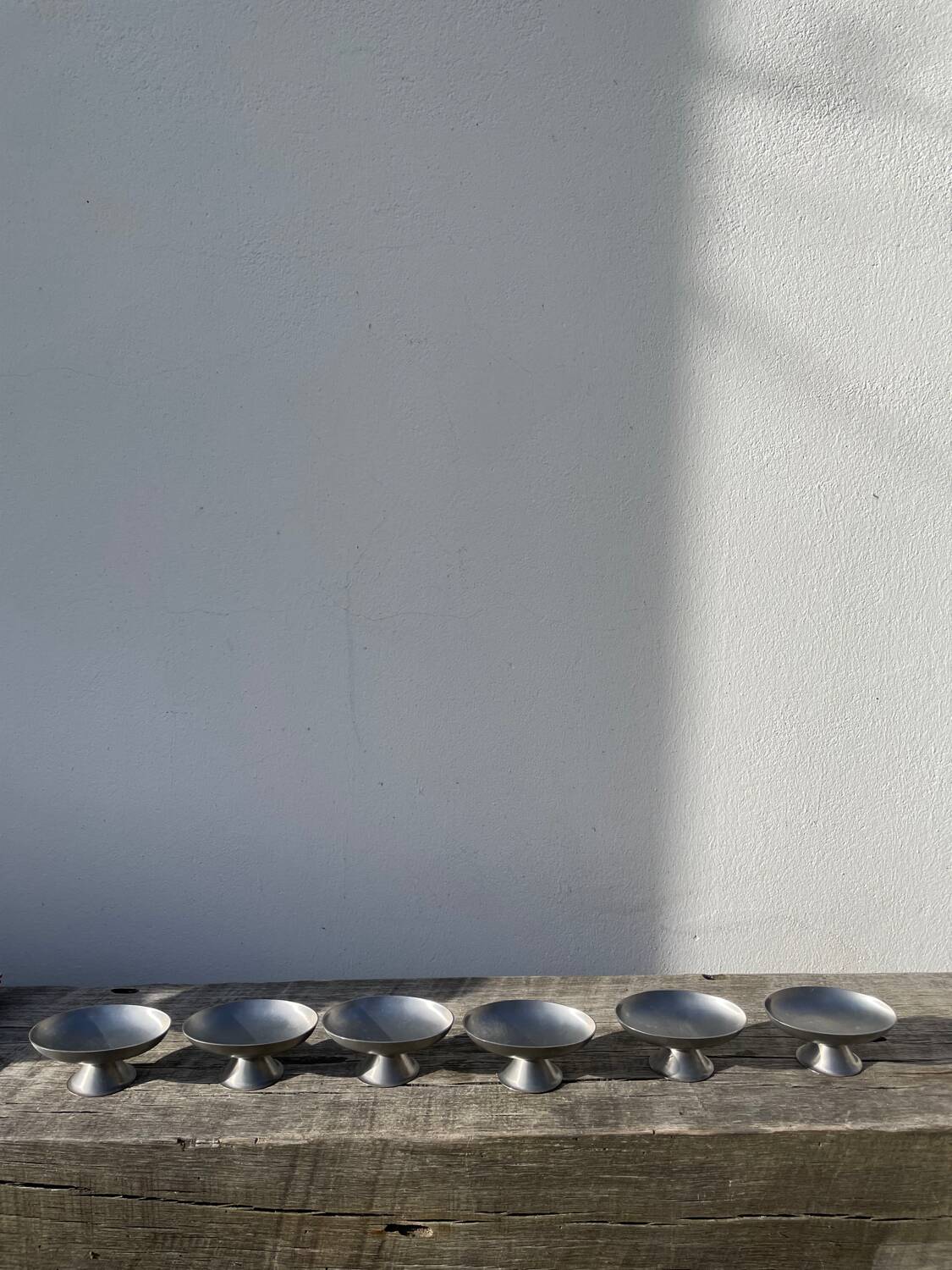 6 oval brushed stainless steel cups