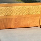 Read a vintage wooden and cane bed, with compass legs – mattress 80 × 190 cm.