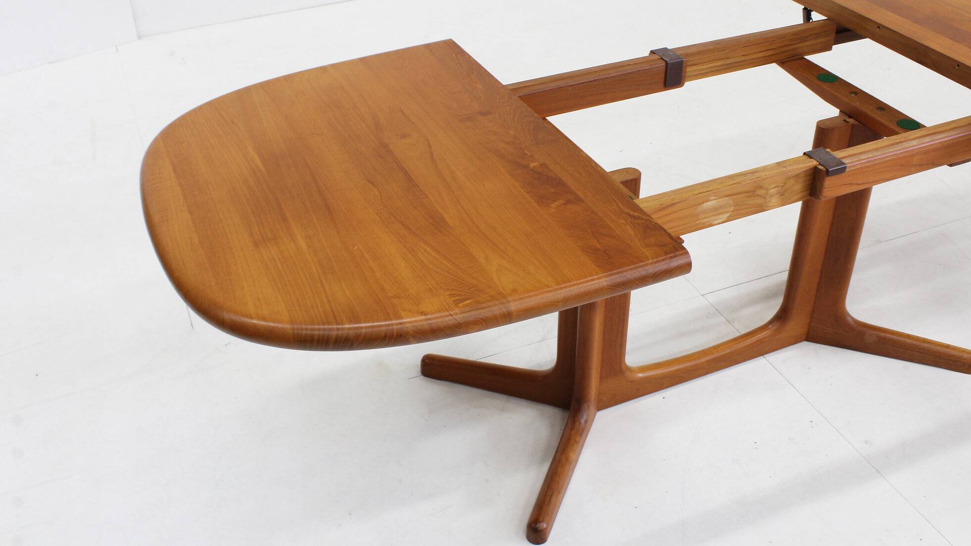 Vintage Glostrup Danish oval extendable dining table solid teak 1960s