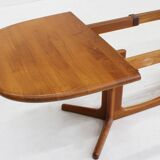 Vintage Glostrup Danish oval extendable dining table solid teak 1960s