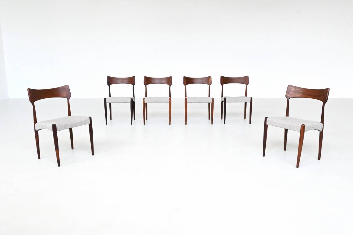 Bernhard Petersen dining chairs in rosewood by Christian Linnebergs, Denmark, 1960