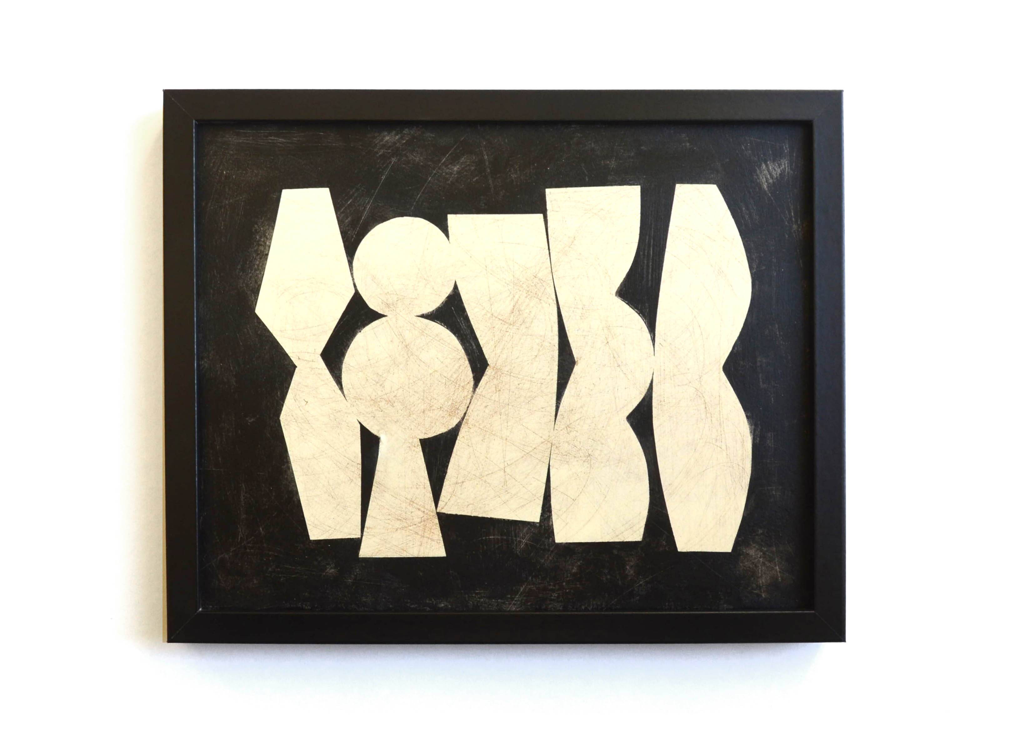 Abstract painting on panel - painting B85 signed Eawy