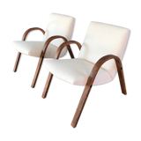Set of 2 bouclé fabric lounge chairs by Hugues Steiner for Steiner, 1960s