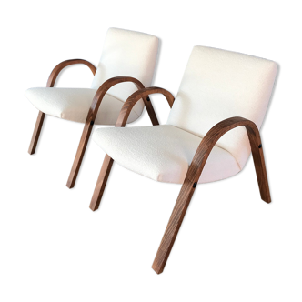 Set of 2 bouclé fabric lounge chairs by Hugues Steiner for Steiner, 1960s