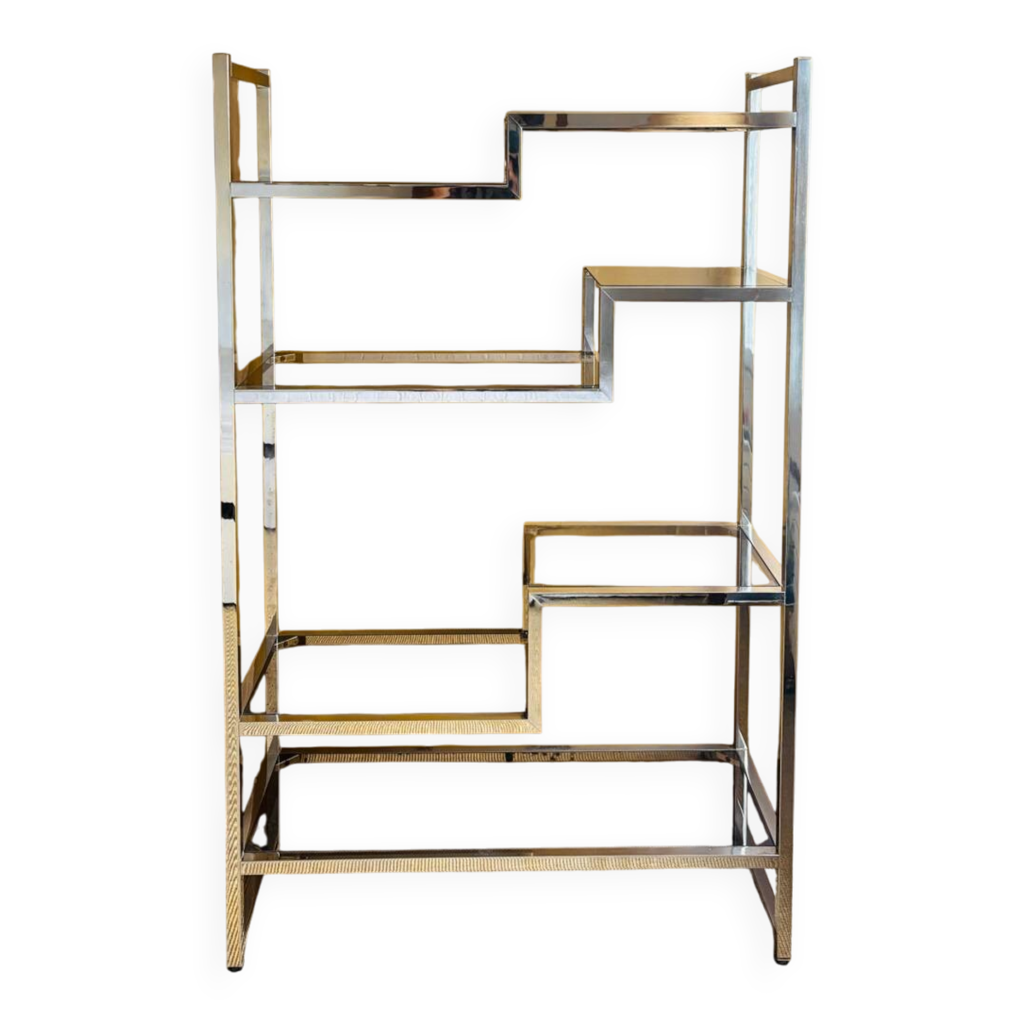 Shelf by designer Willy Rizzo Gold and smoked glass