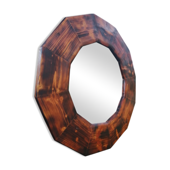 Amber burnt wooden mirror 72x72cm