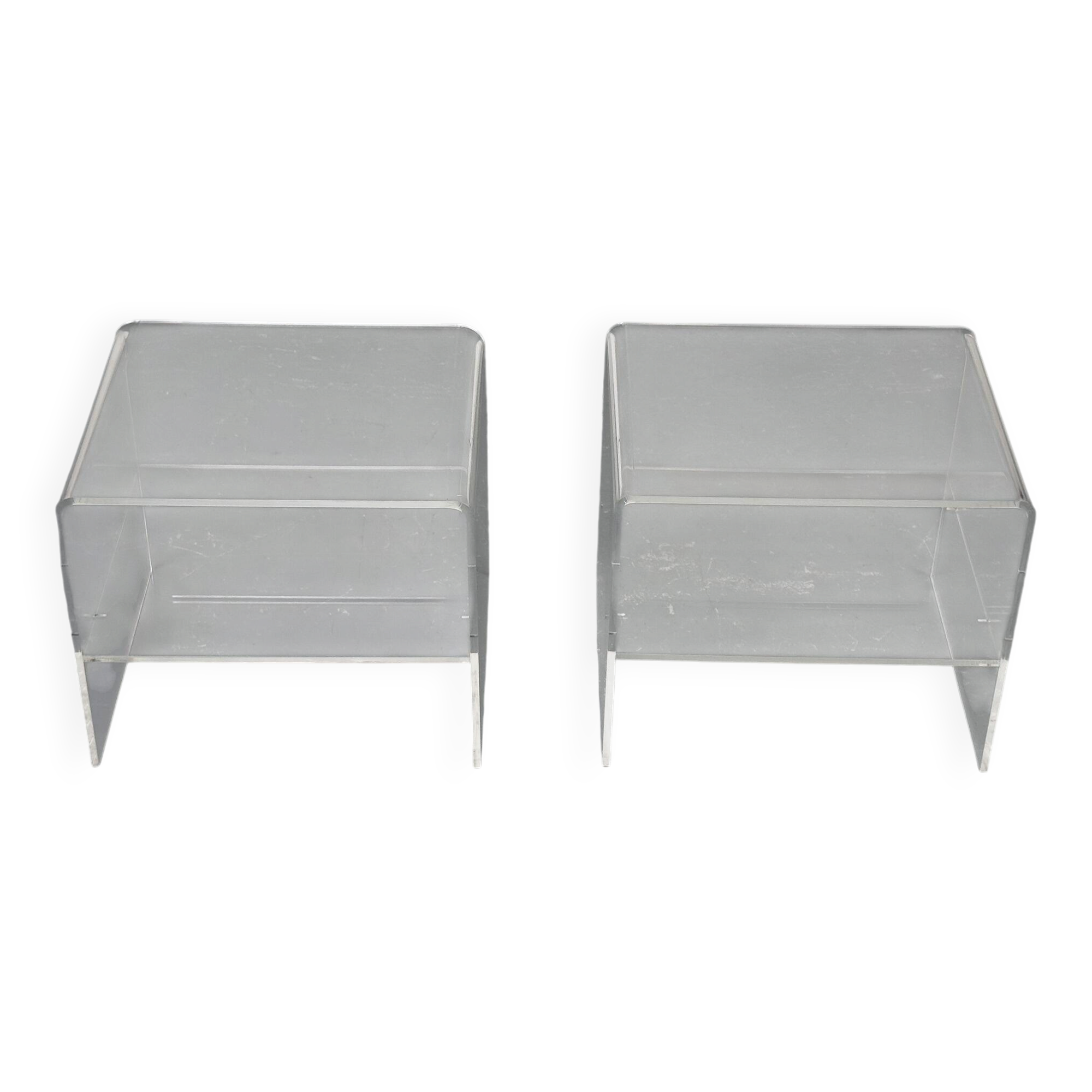 Set of 2 Acrylic Bedside Tables, 1970s