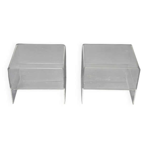 Set of 2 Acrylic Bedside Tables, 1970s