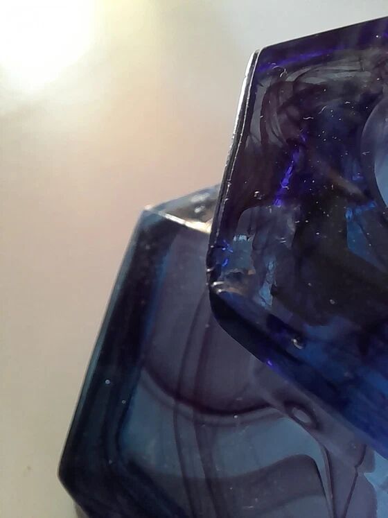 Davidson blue glass candlestick