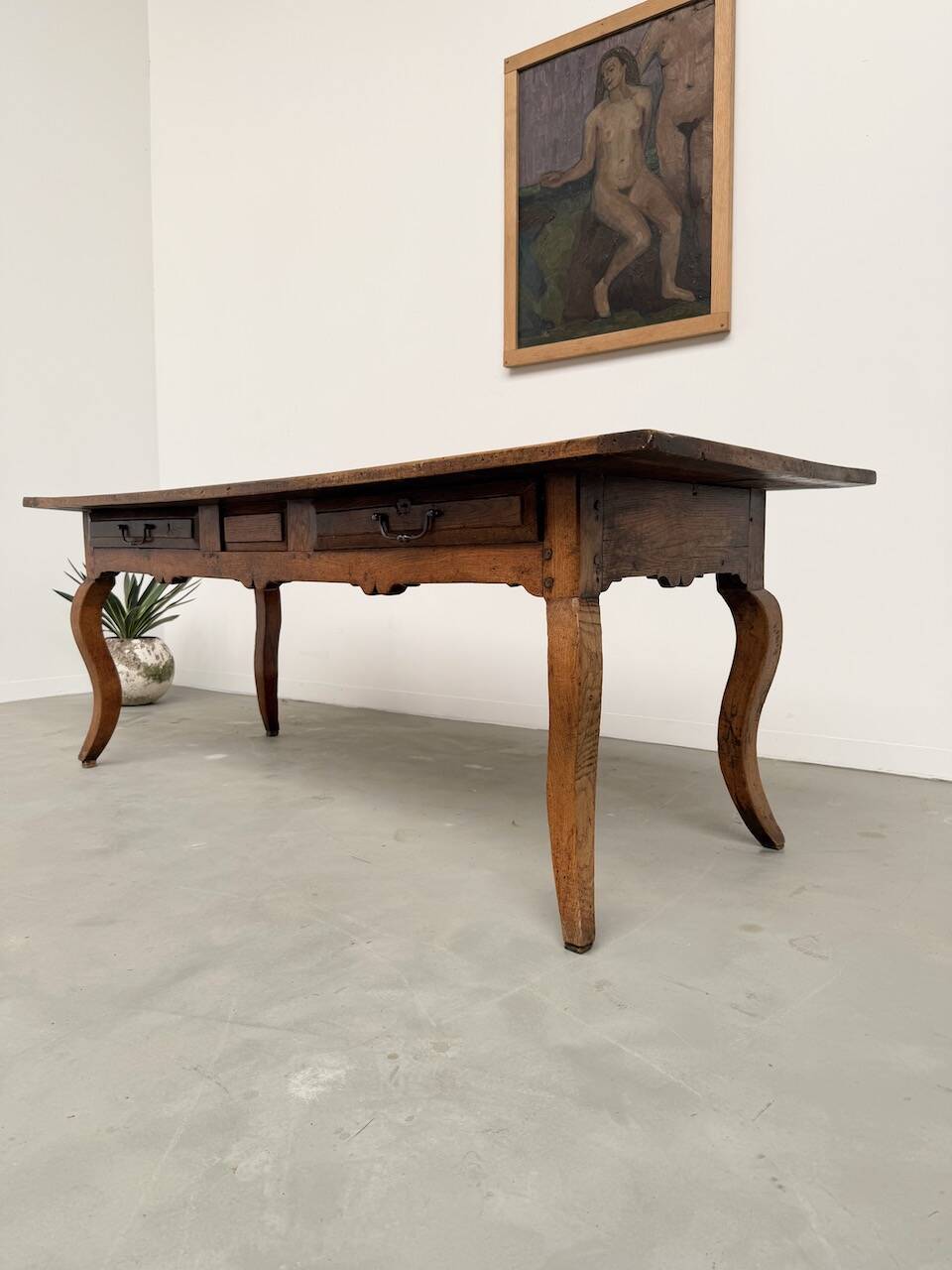 19th century walnut drapery table 2m1