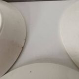 set of 4 dessert plates, blue and gray geometric pattern