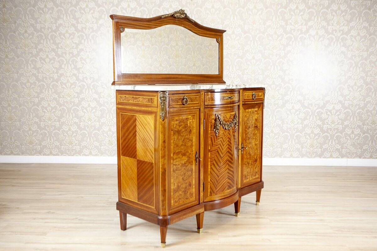 French Mahogany Buffet with Mirror, Late 19th Century