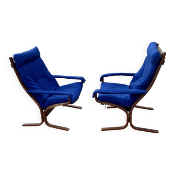 Pair of Siesta armchairs by Ingmar Relling, vintage Scandinavian design.