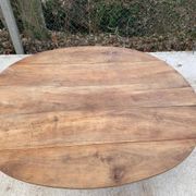 Louis Philippe oval table with shutters, 19th century, solid oak wood, twisted leg