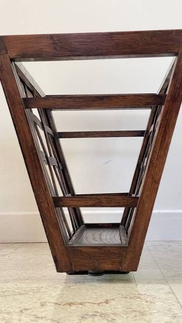 Vintage woven oak magazine rack