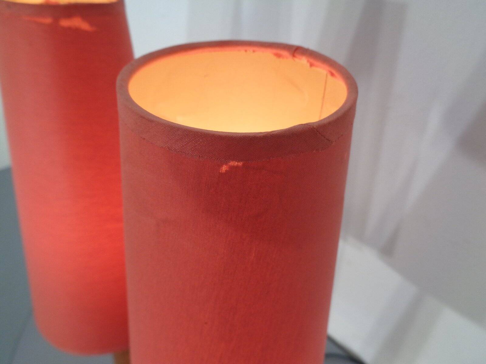 Mid-Century Filigree Danish Teak Table Lamps, 1950s, Set of 2