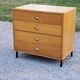 Vintage store chest of drawers in blond oak metal tube legs 4 drawers